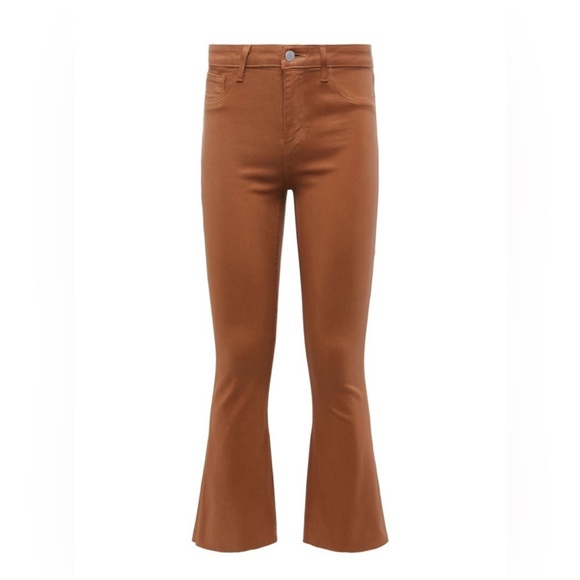 L’AGENCE Kendra High Rise Cropped Flare Java Coated Jeans Sz 27 - Picture 1 of 12